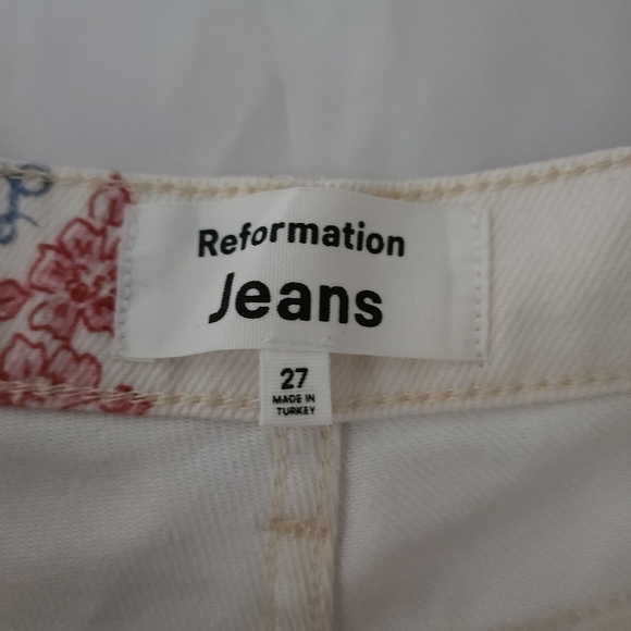 Reformation Cream Floral Straight Leg Jeans - Picture 5 of 12